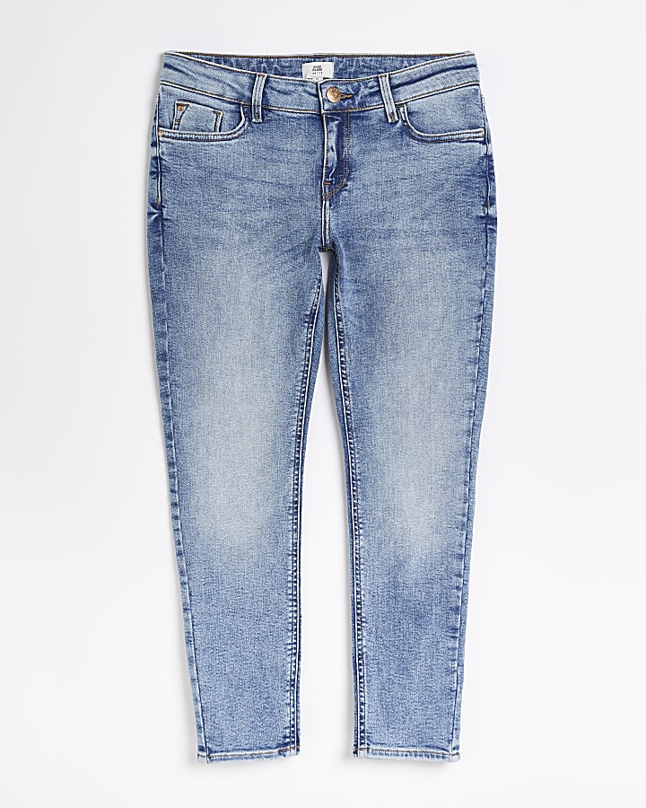 Petite blue low rise skinny jeans