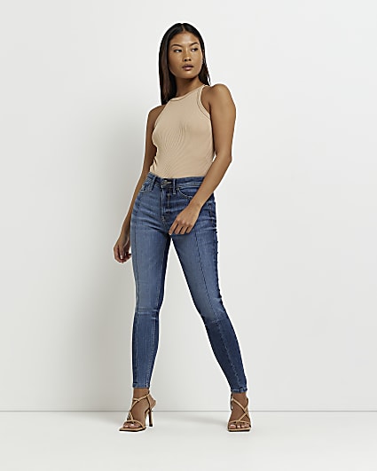Petite blue Molly mid rise skinny jeans
