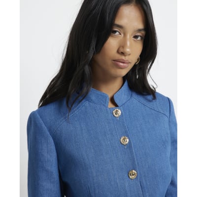 River island peplum denim jacket on sale