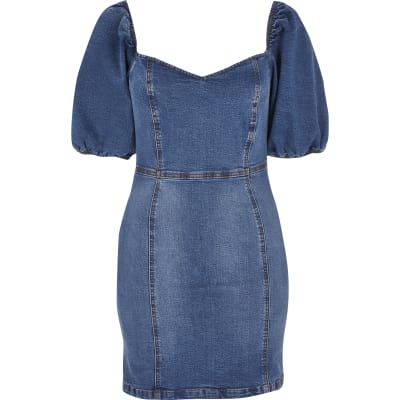 fitted denim dress