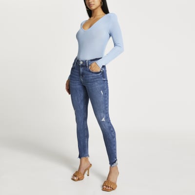 petite mid rise skinny jeans