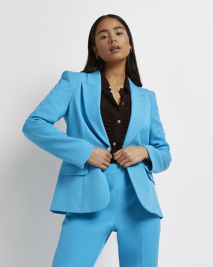 Petite blue tailored blazer