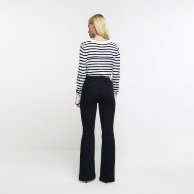 Buy River Island Blue High Rise Tummy Hold Flared Jeans from Next Poland