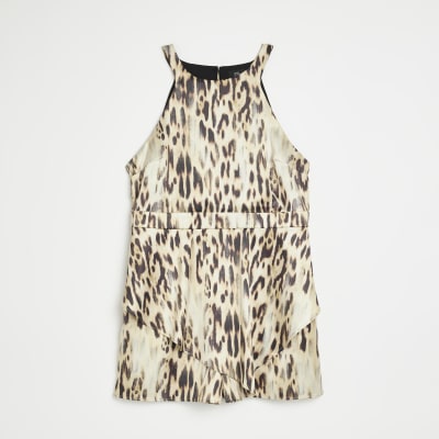 River island best sale leopard playsuit