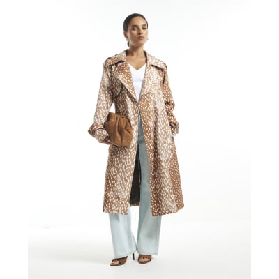 Petite Deer Print Duster Coat