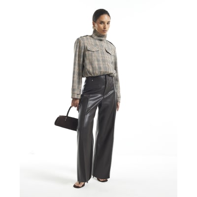 Petite Faux Leather Crop Trousers