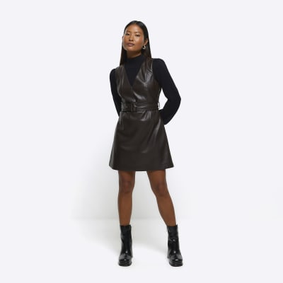 Faux leather swing outlet dress