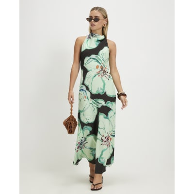 Petite Floral Halter Maxi Slip Dress