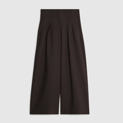 Petite Brown High Waist Wide Leg Trousers
