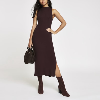 sleeveless knit midi dress