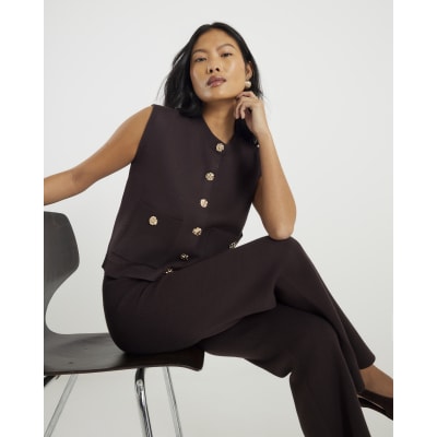 Petite Brown Knitted Waistcoat