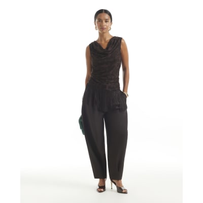 Petite Pleat Detail Barrel Leg Trousers