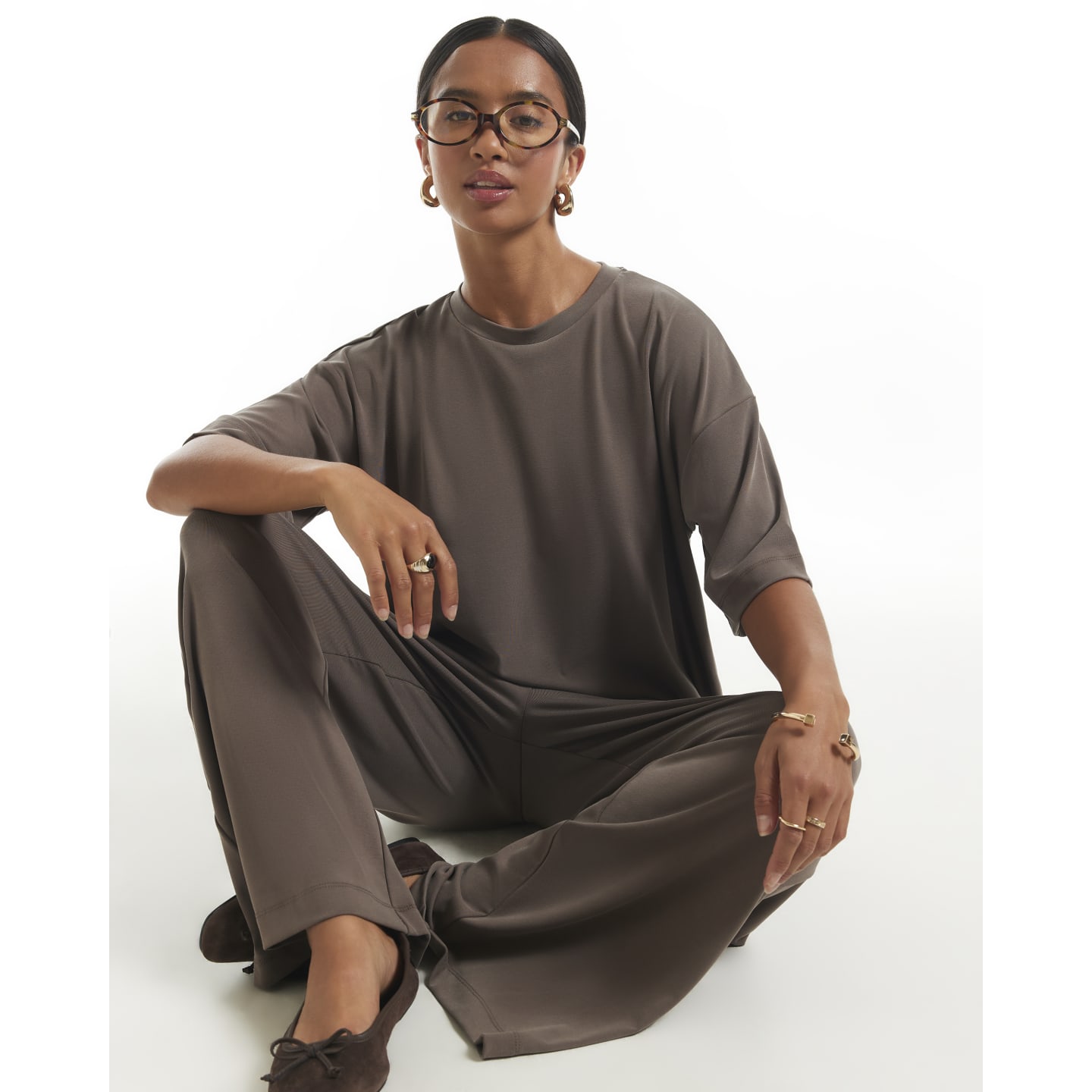 River Island Petite Brown Soft Touch T-Shirt — photo 1 of 1