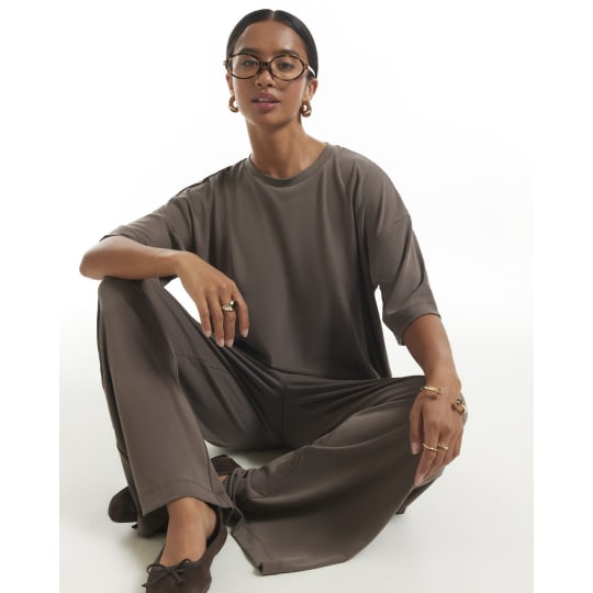 River Island Petite Brown Soft Touch T-Shirt