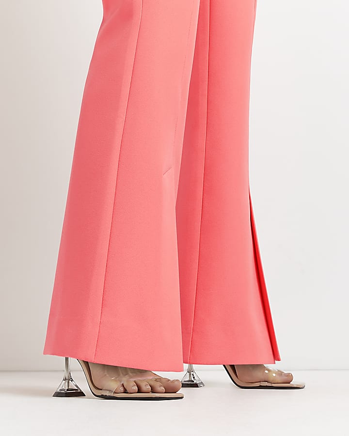 Petite coral flared trousers