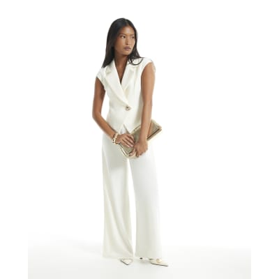 Petite Cream Cap Sleeve Jumpsuit