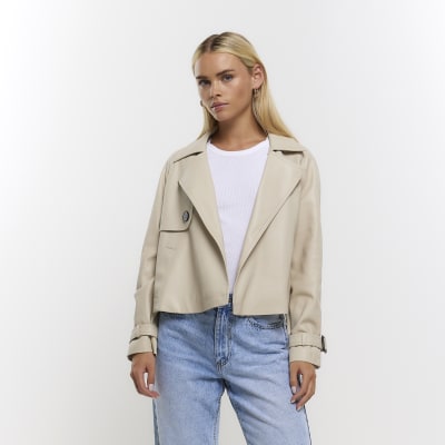 Shape Cream Faux Leather Cropped Jacket