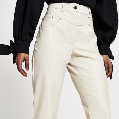 cream leather pants