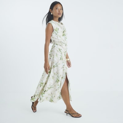 Petite Cream Floral Cowl Neck Maxi Dress