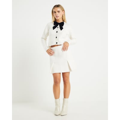 Petite Cream Knitted Mini Skirt