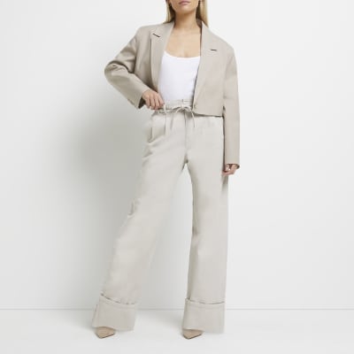 petite cream trousers