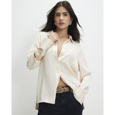 Petite Cream Stripe Blouse