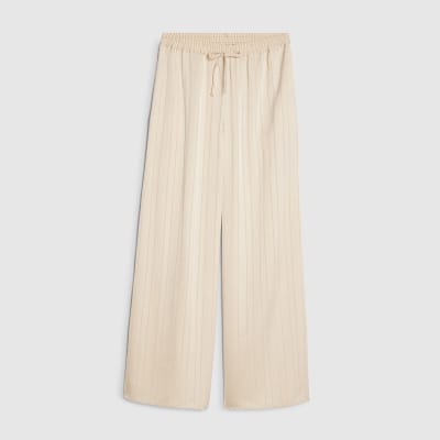 Petite Cream Striped Wide Leg Trousers