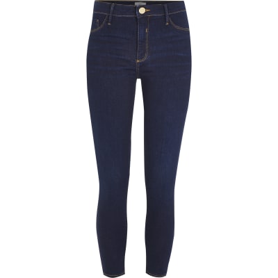 Petite dark blue Molly mid rise jeggings