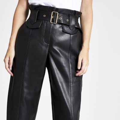 petite faux leather trousers