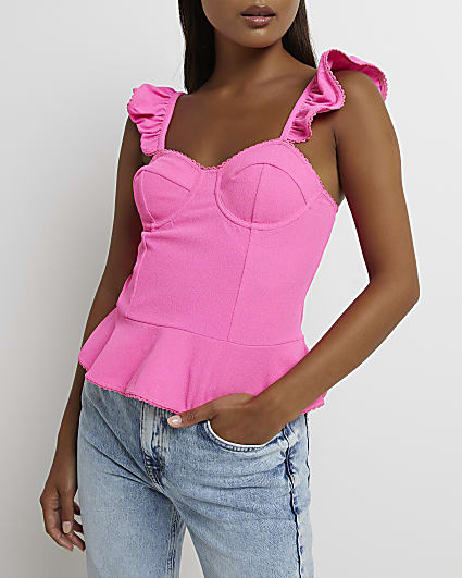 Petite frill cropped top