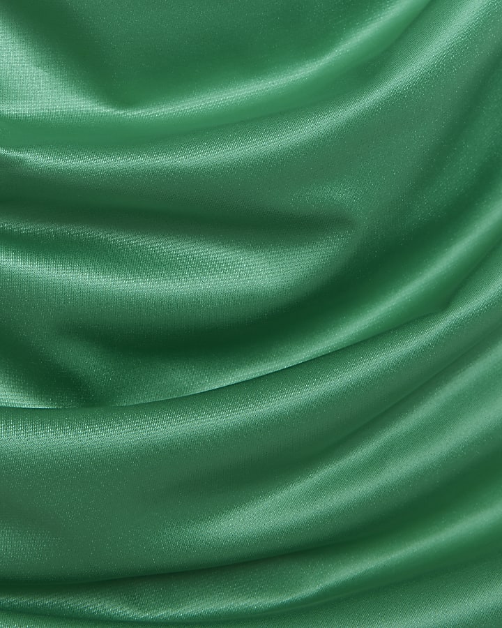 Petite green bandeau bodycon midi dress