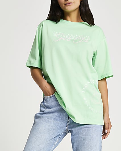 Petite green Beverly Hills oversized t-shirt