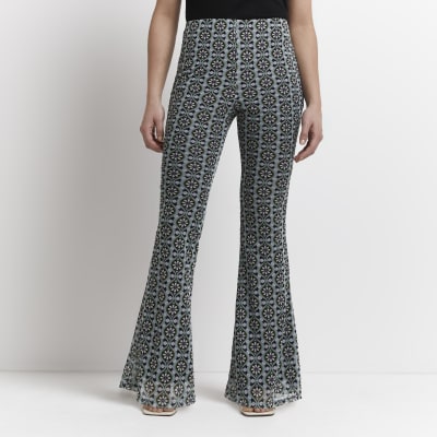 floral flared trousers