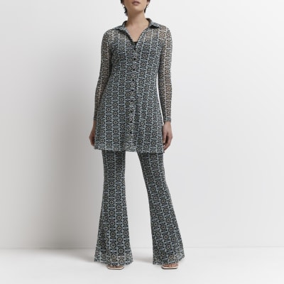 floral flared trousers