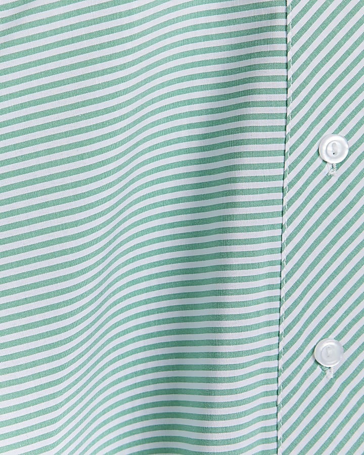 Petite green stripe oversized shirt