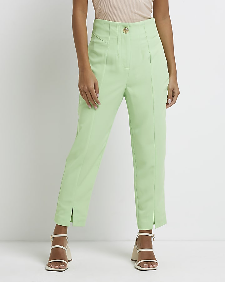 Petite green wide leg trousers
