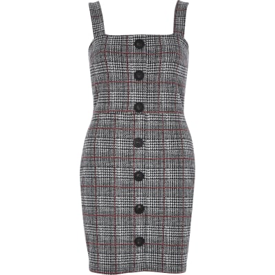 river island check pinafore
