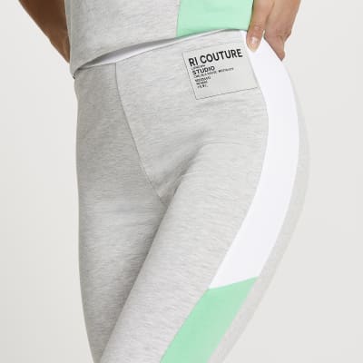 Petite grey colour block leggings
