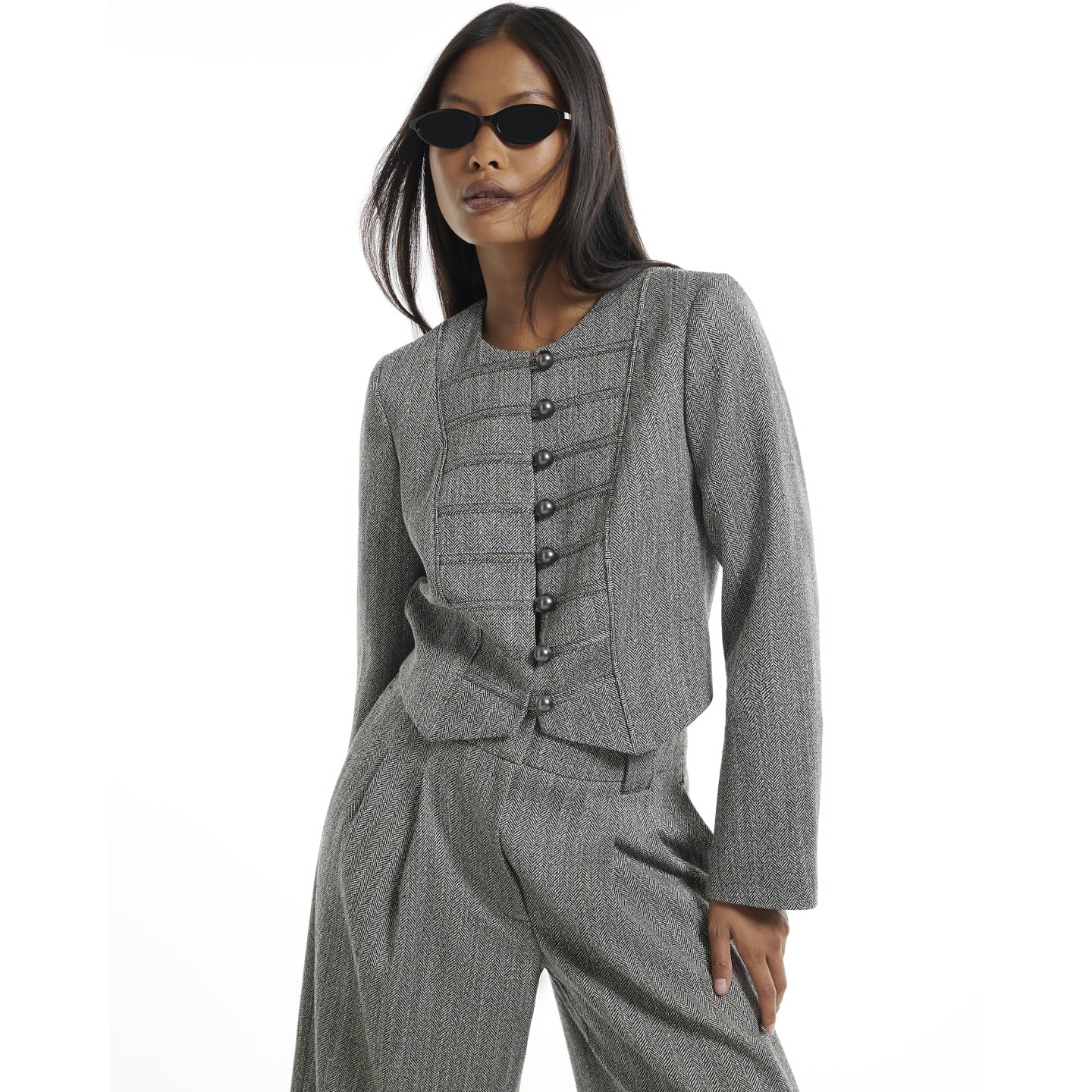 River Island Petite Grey Drummer Boy Jacket — photo 1 of 1