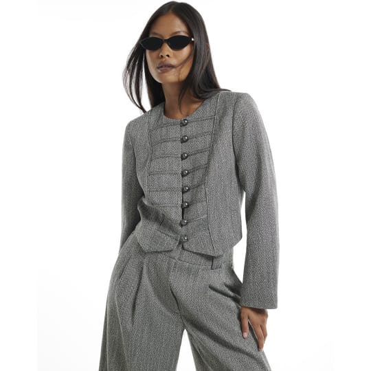 River Island Petite Grey Drummer Boy Jacket