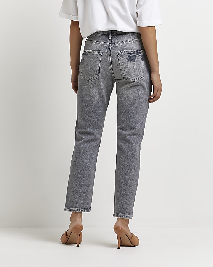 Petite grey mid rise skinny jeans