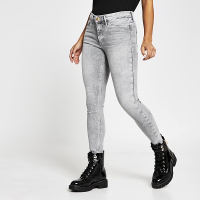 Petite grey skinny mid rise Molly jeggings