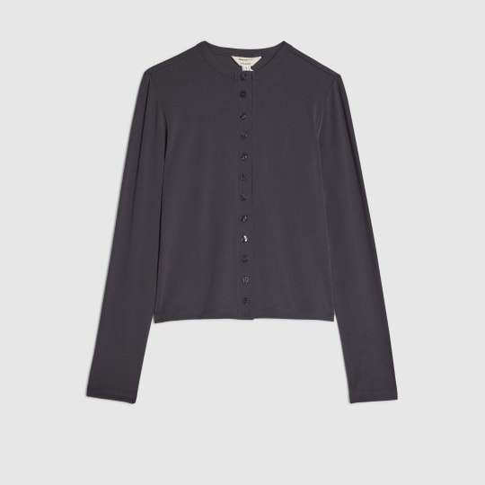 River Island Petite Grey Soft Touch Long Sleeve Top