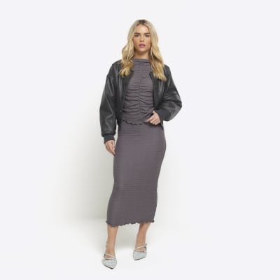 Grey petite maxi outlet skirt