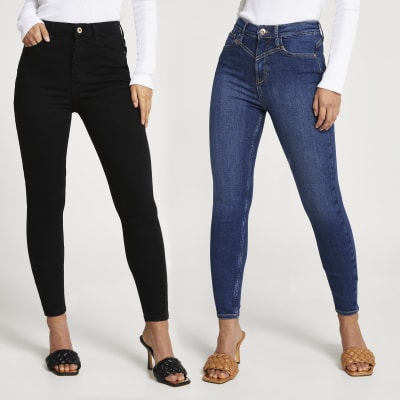 Petite High Waisted Skinny Jeans Multipack River Island