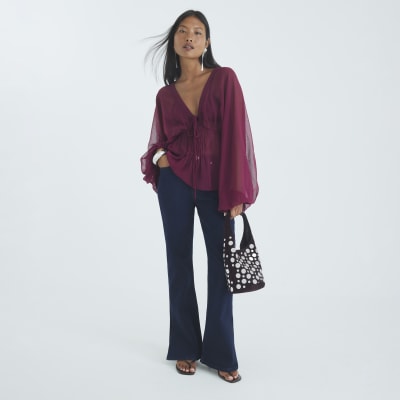 Petite Indigo High Rise Flared Jeans