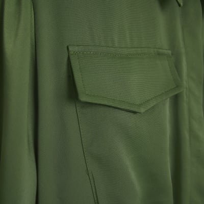 Petite khaki belted wide leg jumpsuit River Island