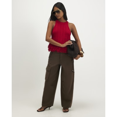 Petite Cargo Barrel Leg Jeans