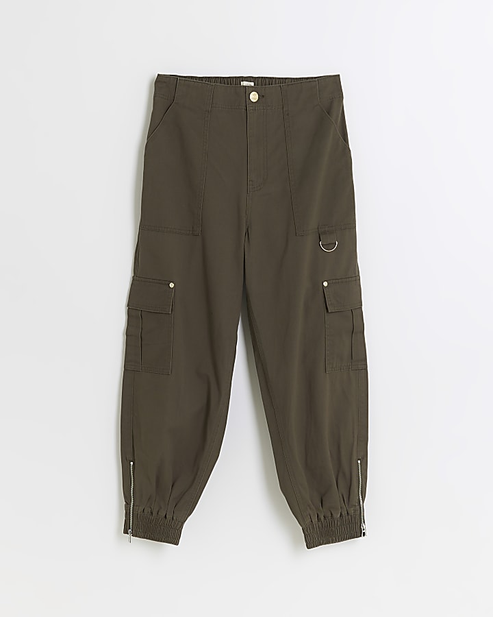 Petite khaki cargo trousers
