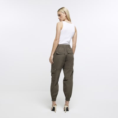 Petite khaki cargo trousers River Island